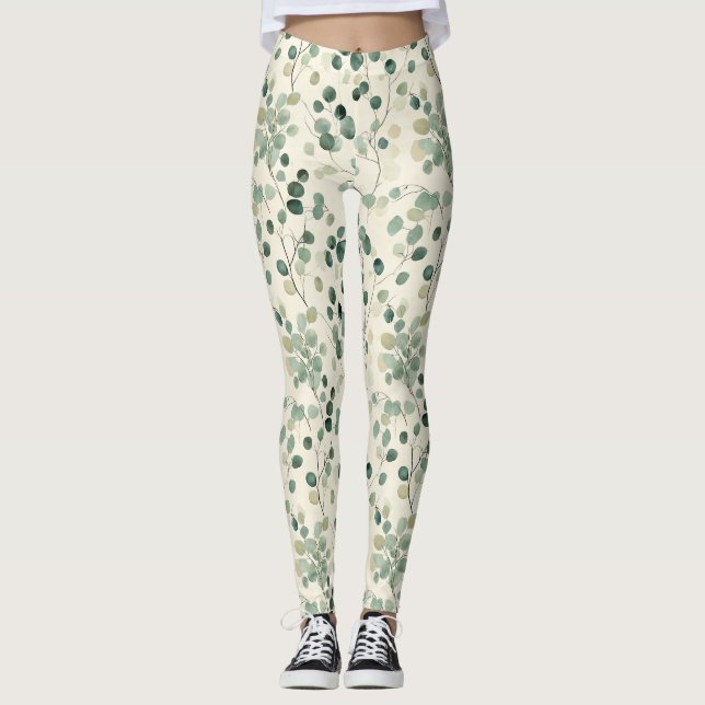 Botanical Pressed Leaves Pattern – Fern Print (2) Leggings (Front)
