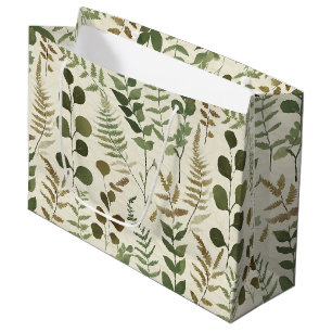 Botanical Pressed Leaves Pattern – Fern Print Large Gift Bag