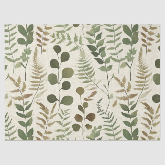 Botanical Pressed Leaves Pattern – Fern Print Tissue Paper (Front)