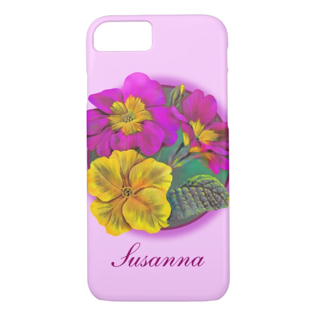 Botanical primula fine art iphone case (Back)