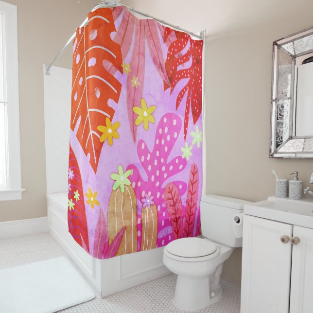 Botanical Print #5 1974 Shower Curtain (In Situ)