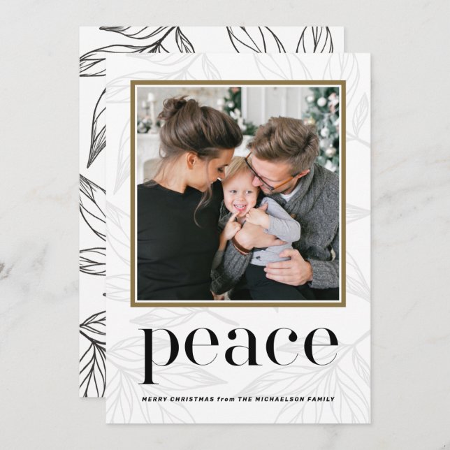Botanical Print with Photo and Peace Typography Invitation (Front/Back)