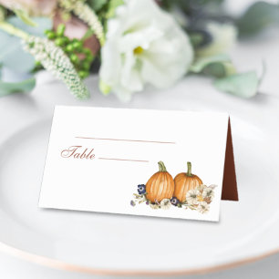 Botanical Pumpkin Rustic Autumn Fall Wedding Place Card