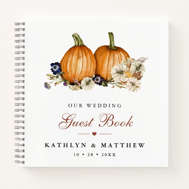 Botanical Pumpkin Rustic Autumn Wedding Guestbook Notebook (Creator Uploaded)