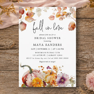 Botanical Pumpkins Fall in Love Bridal Shower Invitation