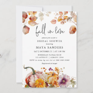 Botanical Pumpkins Fall in Love Bridal Shower Invitation