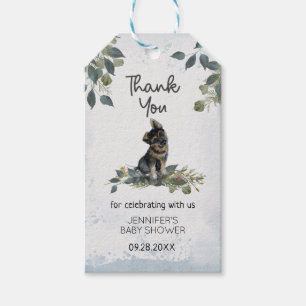 Botanical Puppy Baby Shower Thank You Gift Tags