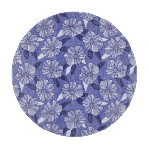 Botanical Purple Floral Line Art Cutting Board
