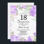Botanical Purple Floral Surprise 18th Birthday Invitation<br><div class="desc">Botanical Purple Floral Surprise 18th Birthday Invitation. Floral Pink Peonies Birthday Invitation for Women. Watercolor Floral Flower. Elegant Pink Rose and Peony Flowers. Adult Birthday. White Background. Black and White. 13th 15th 16th 18th 20th 21st 30th 40th 50th 60th 70th 80th 90th 100th, Any Ages. For further customisation, please click...</div>