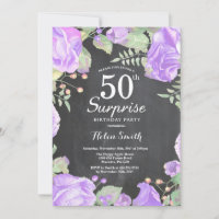 Botanical Purple Floral Surprise 50th Birthday