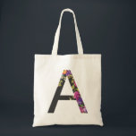 Botanical Purple Flowers Letter A Monogram Tote Bag<br><div class="desc">Botanical Purple Flowers Letter A Monogram Tote Bag | Modern and elegant monogram tote bag featuring watercolor illustration of flowers with a charcoal background. This botanical tote bag will be a perfect personalised gift. Other letters and colours are available.</div>