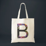 Botanical Purple Flowers Letter B Monogram Tote Bag<br><div class="desc">Botanical Purple Flowers Letter B Monogram Tote Bag | Modern and elegant monogram tote bag featuring watercolor illustration of flowers with a charcoal background. This botanical tote bag will be a perfect personalised gift. Other letters and colours are available.</div>