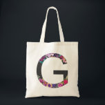 Botanical Purple Flowers Letter G Monogram Tote Bag<br><div class="desc">Botanical Purple Flowers Letter G Monogram Tote Bag | Modern and elegant monogram tote bag featuring watercolor illustration of flowers with a charcoal background. This botanical tote bag will be a perfect personalised gift. Other letters and colours are available.</div>