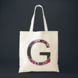 Botanical Purple Flowers Letter G Monogram Tote Bag<br><div class="desc">Botanical Purple Flowers Letter G Monogram Tote Bag | Modern and elegant monogram tote bag featuring watercolor illustration of flowers with a charcoal background. This botanical tote bag will be a perfect personalised gift. Other letters and colours are available.</div>