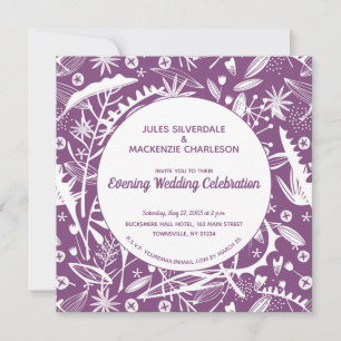 Botanical Purple Foliage Evening Reception Invitation