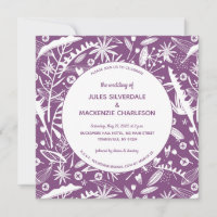 Botanical Purple Foliage Pattern Wedding