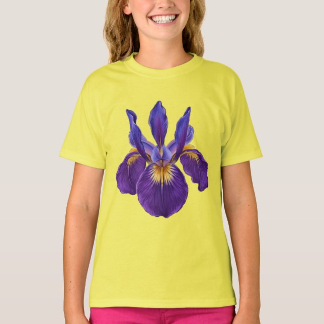 Botanical Purple Iris Print Tee (Front)