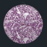 Botanical Purple Modern Dartboard<br><div class="desc">Modern botanical leaf and flower pattern in white on a purple background. Original art by Nic Squirrell.</div>