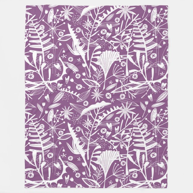 Botanical Purple Modern Fleece Blanket (Front)