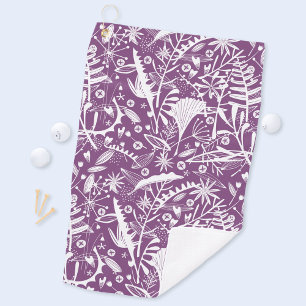 Botanical Purple Modern Golf Towel
