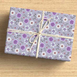 Botanical Purple Modern Wildflower Wrapping Paper