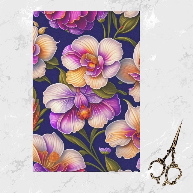 Botanical Purple Orchids Artwork Tissue Paper (Creator Uploaded)
