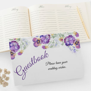 Botanical purple pansies Guest Book