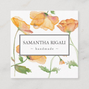 Botanical QR Code Business Card - Orange Flower