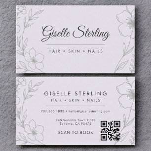 Botanical QR Code Lavender Purple Floral Beauty  Business Card