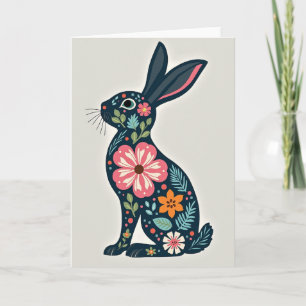 Botanical Rabbit Profile Art Card