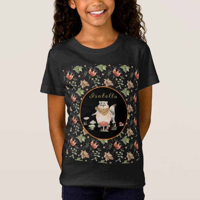 Botanical Racoon Customise Text and Colour T-Shirt (Front)