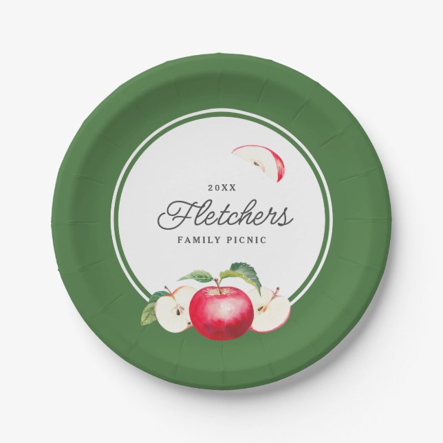 Botanical Red Apples Paper Plate (Front)