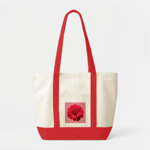 Botanical Red Dahlia Flower Tote Bag