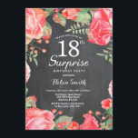 Botanical Red Floral Surprise 18th Birthday Invitation<br><div class="desc">Botanical Red Floral Surprise 18th Birthday Invitation. Floral Pink Peonies Birthday Invitation for Women. Watercolor Floral Flower. Elegant Pink Rose and Peony Flowers. Adult Birthday. Chalkboard Background. Black and White. 13th 15th 16th 18th 20th 21st 30th 40th 50th 60th 70th 80th 90th 100th, Any Ages. For further customisation, please click...</div>
