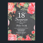 Botanical Red Floral Surprise 18th Birthday Invitation<br><div class="desc">Botanical Red Floral Surprise 18th Birthday Invitation. Floral Pink Peonies Birthday Invitation for Women. Watercolor Floral Flower. Elegant Pink Rose and Peony Flowers. Adult Birthday. Chalkboard Background. Black and White. 13th 15th 16th 18th 20th 21st 30th 40th 50th 60th 70th 80th 90th 100th, Any Ages. For further customisation, please click...</div>