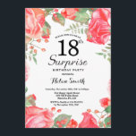 Botanical Red Floral Surprise 18th Birthday Invitation<br><div class="desc">Botanical Red Floral Surprise 18th Birthday Invitation. Floral Pink Peonies Birthday Invitation for Women. Watercolor Floral Flower. Elegant Pink Rose and Peony Flowers. Adult Birthday. White Background. Black and White. 13th 15th 16th 18th 20th 21st 30th 40th 50th 60th 70th 80th 90th 100th, Any Ages. For further customisation, please click...</div>