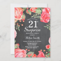 Botanical Red Floral Surprise 21st Birthday