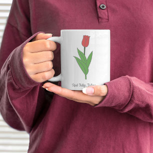 Botanical Red Tulip Pastel Flower  Coffee Mug