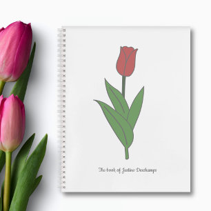 Botanical Red Tulip Pastel Flower Notebook