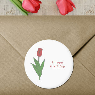 Botanical Red Tulip Pastel Flower Sticker