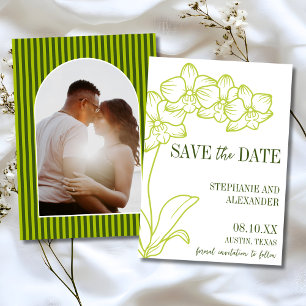 Botanical Retro Bold Chartreuse Photo Wedding Save The Date