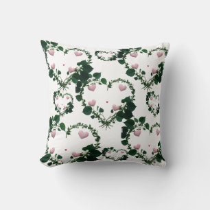 Botanical Romantic Wreath Hearts Throw Pillow