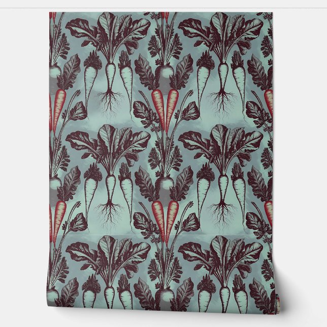 Botanical Root Vegetables Wallpaper & Curtains  (Unrolling)