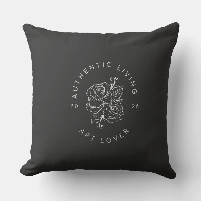 Botanical Rose Circle Logo Cushion (Front)