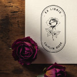 Botanical Rose Ex Libris Self-Inking Book Stamp<br><div class="desc">Effortlessly claim your treasured books with a stamp of natural beauty using this custom self-inking rubber stamp. Adorned with a finely detailed rose illustration and the personalised "EX LIBRIS" message within an elegant oval, this stamp ensures every impression is clear, consistent, and beautifully artistic. Ideal for quickly labelling books in...</div>