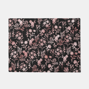 Botanical Rose Gold Flowers Pattern Doormat