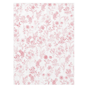 Botanical Rose Gold Flowers White Pattern Tablecloth