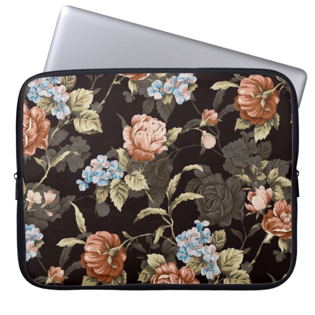 Botanical roses: abstract floral pattern. laptop sleeve (Front)