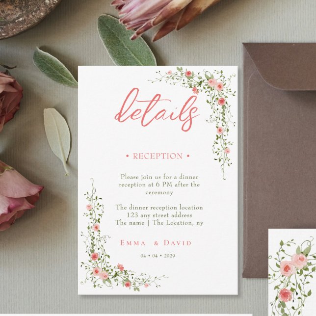 Botanical Roses accommodation QR Code Wedding Encl Enclosure Card (Creator Uploaded)