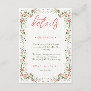 Botanical Roses accommodation QR Code Wedding Enclosure Card